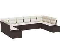 Ensemble de canapés de jardin vidaXL avec coussins (10 pièces), en polyrotin marron