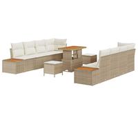 Ensemble de canapés de jardin vidaXL, 11 pièces, 10 places, beige et crème
