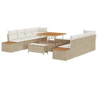 Ensemble de canapés de jardin vidaXL, 11 pièces, 10 places, beige et crème