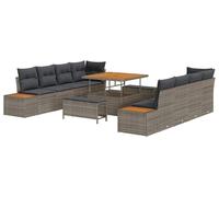 vidaXL Ensemble de canapés de jardin, 11 pièces, 10 places, gris