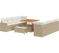 Ensemble de canapés de jardin vidaXL avec coussins (12 pièces), beige et crème, en polyrotin
