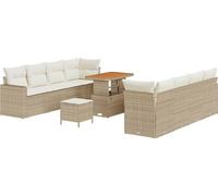 Ensemble de canapés de jardin vidaXL avec coussins (12 pièces), beige et crème, en polyrotin