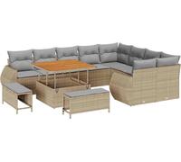Ensemble de canapés de jardin vidaXL avec coussins (12 pièces), en rotin synthétique beige et gris clair