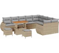Ensemble de canapés de jardin vidaXL avec coussins (12 pièces), en rotin synthétique beige et gris clair