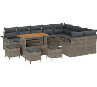 Ensemble de canapés de jardin vidaXL avec coussins, 13 pièces, gris, en polyrotin