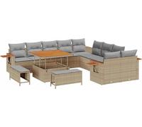 Ensemble de canapés de jardin vidaXL avec coussins (17 pièces), beige et gris clair, en polyrotin