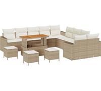 vidaXL Ensemble de canapés de jardin 18 pièces avec coussins en polyrotin beige et crème