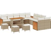 Ensemble de canapés de jardin vidaXL avec coussins (18 pièces), beige et crème, en polyrotin