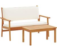 Ensemble de canapés de jardin vidaXL avec coussins, 2 pièces, blanc crème, bois massif d'acacia
