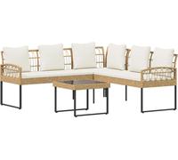 Ensemble de canapés de jardin vidaXL avec coussins, 2 pièces, en rotin synthétique naturel et acier