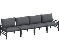 Ensemble de canapés de jardin vidaXL avec coussins, 4 pièces, acier noir