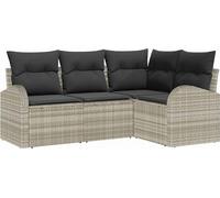Ensemble de canapés de jardin vidaXL avec coussins, 4 pièces, gris clair, en polyrotin