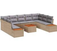Ensemble de canapés de jardin vidaXL avec coussins, 5 pièces, beige et gris clair, en polyrotin
