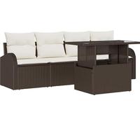 Ensemble de canapés de jardin vidaXL avec coussins, 5 pièces, en polyrotin marron