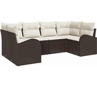 Ensemble de canapés de jardin vidaXL avec coussins, 6 pièces, en rotin synthétique marron