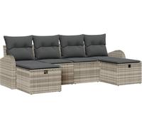 Ensemble de canapés de jardin vidaXL avec coussins, 6 pièces, gris clair, en polyrotin
