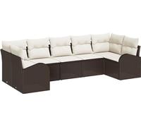 Ensemble de canapés de jardin vidaXL avec coussins, 7 pièces, en rotin synthétique marron