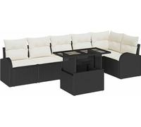 Ensemble de canapés de jardin vidaXL avec coussins (7 pièces), en rotin synthétique noir