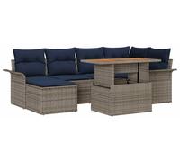 Ensemble de canapés de jardin vidaXL avec coussins, 7 pièces, gris et bleu marine