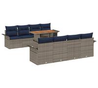 Ensemble de canapés de jardin vidaXL avec coussins, 7 pièces, gris et bleu marine