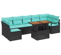 Ensemble de canapés de jardin vidaXL avec coussins, 8 pièces, noir et bleu sarcelle