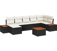 Ensemble de canapés de jardin vidaXL avec coussins, 8 pièces, noir et crème, en polyrotin