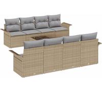 Ensemble de canapés de jardin vidaXL avec coussins, 9 pièces, beige et gris, en polyrotin