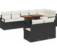 Ensemble de canapés de jardin vidaXL avec coussins (9 pièces), noir et crème