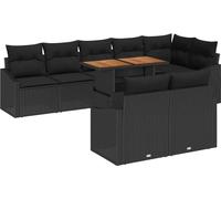 Ensemble de canapés de jardin vidaXL avec coussins, 9 pièces, noir et marron
