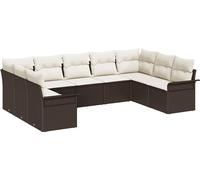 Ensemble de canapés de jardin vidaXL avec coussins, en rotin synthétique marron