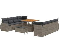 Ensemble de canapés de jardin vidaXL avec coussins et rangement, 11 pièces, gris, en polyrotin