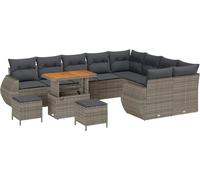 Ensemble de canapés de jardin vidaXL avec coussins et rangement, 12 pièces, gris