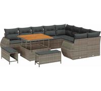 Ensemble de canapés de jardin vidaXL avec coussins et rangement, 12 pièces, gris