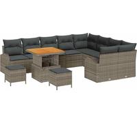 Ensemble de canapés de jardin vidaXL avec coussins et rangement, 12 pièces, gris