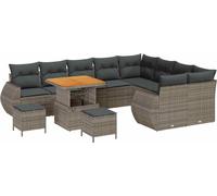 Ensemble de canapés de jardin vidaXL avec coussins et rangement, 12 pièces, gris, en rotin synthétique