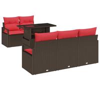 Ensemble de canapés de jardin vidaXL avec coussins et rangement, 6 pièces, en rotin synthétique marron