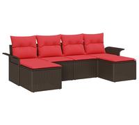 Ensemble de canapés de jardin vidaXL avec coussins et rangement, 6 pièces, en rotin synthétique marron