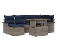 Ensemble de canapés de jardin vidaXL avec coussins et rangement, 7 pièces, gris, en rotin synthétique