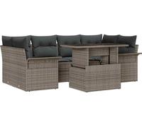 Ensemble de canapés de jardin vidaXL avec coussins et rangement, 7 pièces, gris, en rotin synthétique