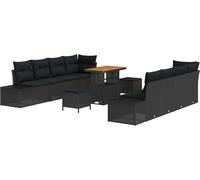 Ensemble de canapés de jardin vidaXL avec coussins, noir, 90 x 55 x 71 cm, rotin synthétique