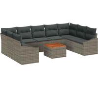 Ensemble de canapés de jardin vidaXL avec rangement, 10 pièces, gris, en polyrotin