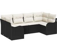 Ensemble de canapés de jardin vidaXL avec rangement, 6 pièces, en rotin synthétique noir et blanc
