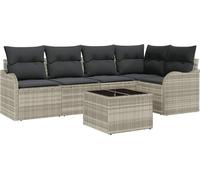 Ensemble de canapés de jardin vidaXL avec rangement, 6 pièces, gris clair, en polyrotin