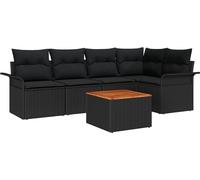 Ensemble de canapés de jardin vidaXL avec rangement, 6 pièces, noir, en rotin synthétique