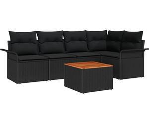 Ensemble de canapés de jardin vidaXL avec rangement, 6 pièces, noir, en rotin synthétique