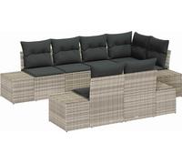Ensemble de canapés de jardin vidaXL avec rangement, 7 pièces, gris clair, en polyrotin