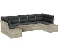 Ensemble de canapés de jardin vidaXL avec rangement, 7 pièces, gris clair, rotin synthétique