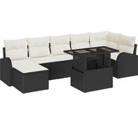 Ensemble de canapés de jardin vidaXL avec rangement, 8 pièces, noir et crème, en polyrotin