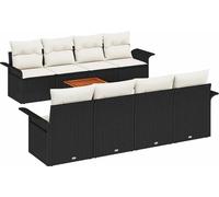 Ensemble de canapé de jardin vidaXL, 9 pièces, noir et crème, en polyrotin