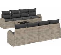 Ensemble de canapés de jardin vidaXL avec rangement et coussins, 9 pièces, gris, en polyrotin